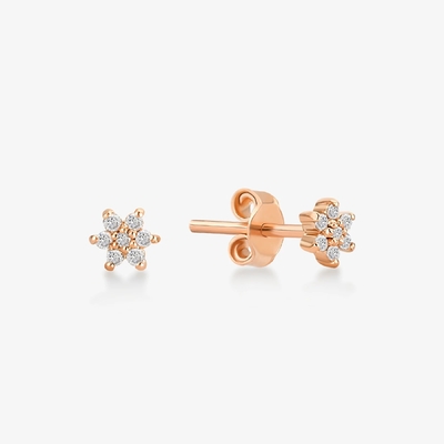 925 スターリング シルバー 手造り 18K ゴールド シンプル ホワイト CZ フローラ マグネット イヤリング