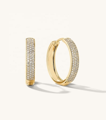 18K 金色 ミクロン パブ ハグ 925 ステルリング シルバー 女性 イヤリング