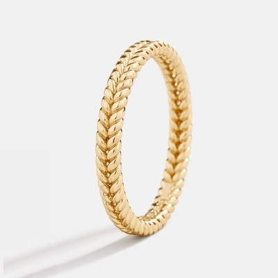 美品 宝石 18K 金 金 925 スターリング シルバー 女性用 小麦 指輪