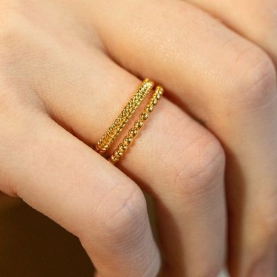 美品 宝石 18K 金 金 925 スターリング シルバー 女性用 小麦 指輪