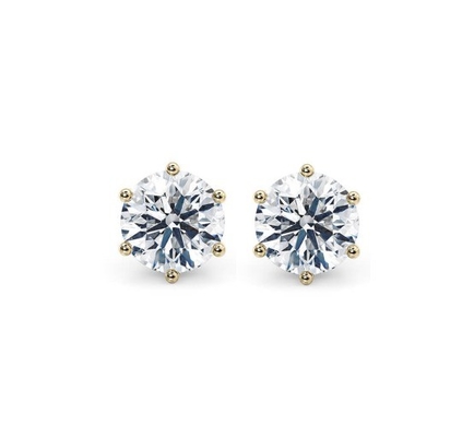 シックスクラウ ホワイト CZ スタッド イヤリング 925 スターリング シルバー 18K キュービック ジルコニア スタッド イヤリング