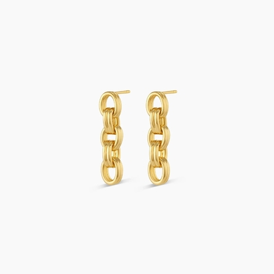 18K ゴールド ドロップダングルチェーン イヤリング ロジウム付厚いチェーン イヤリング