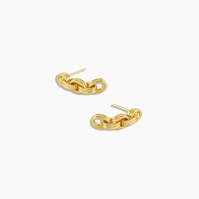 18K ゴールド ドロップダングルチェーン イヤリング ロジウム付厚いチェーン イヤリング