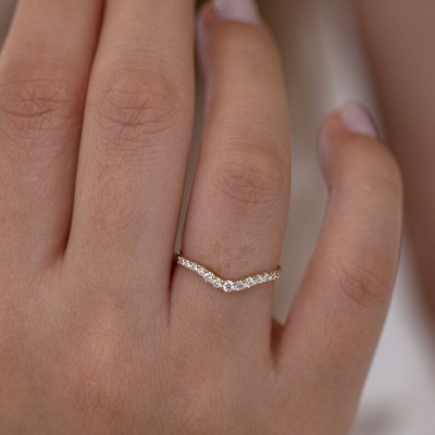 925 スターリング シルバー カーブ ダイヤモンド CZ 婚約指輪 スタック 結婚指輪