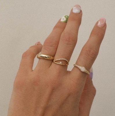US5-US10 925 スターリング シルバー 積み立てられる指輪 18K ゴールドプレート