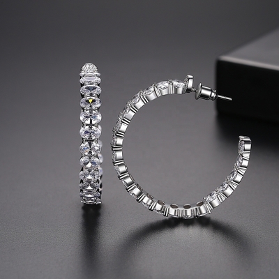 カラフルなブラジル 18K ゴールドフープ イヤリング オバルカット 青銅 イヤリング フープ