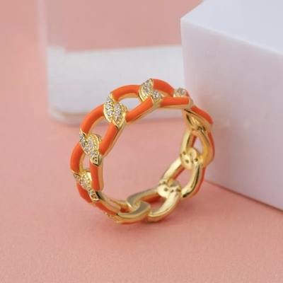 925 ステルリング シルバー ツイスト リング ゴールド プラテッド エナメル 女性 婚約 帯