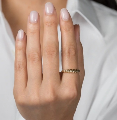 華麗なバロック 14K ゴールド グラデント ツイスト 925 スターリング シルバー 女性の指輪 汚れのない宝石