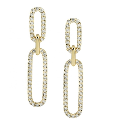 ホワイトキュービック CZ 18K ゴールドプラチング パブリンク ドロップ イヤリング 女性 ファッション 宝石