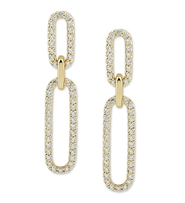 ホワイトキュービック CZ 18K ゴールドプラチング パブリンク ドロップ イヤリング 女性 ファッション 宝石