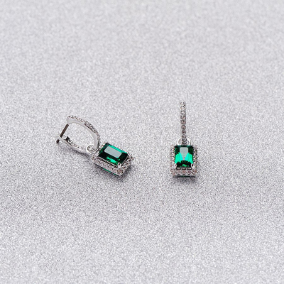 グリーン CZ ダイヤモンド 925 スターリング シルバー クラシック 豪華 ハープ イヤリング 女性用 ファッション