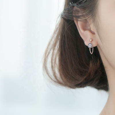 925 スターリング シルバー CZ ダイヤモンド ゴールド コーティング 女性用 アイ ストッド イヤリング シルバー/銅