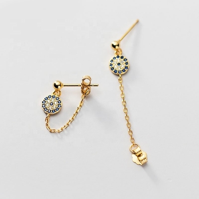 925 スターリング シルバー CZ ダイヤモンド ゴールド コーティング 女性用 アイ ストッド イヤリング シルバー/銅