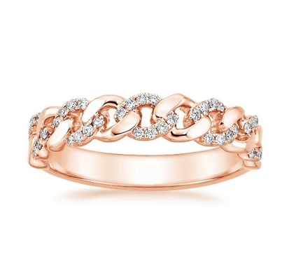 マイクロンパブ CZ 18K 金色 ステーキングチェーンリンク 925 ステルリングシルバー 女性リング