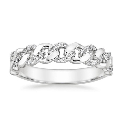 マイクロンパブ CZ 18K 金色 ステーキングチェーンリンク 925 ステルリングシルバー 女性リング