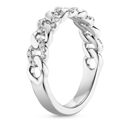 マイクロンパブ CZ 18K 金色 ステーキングチェーンリンク 925 ステルリングシルバー 女性リング