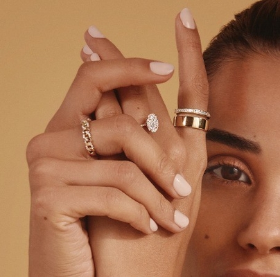 マイクロンパブ CZ 18K 金色 ステーキングチェーンリンク 925 ステルリングシルバー 女性リング