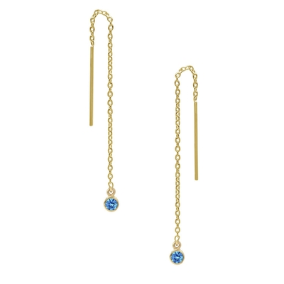 925 スターリングシルバー シンプル 18K ゴールドプラテッド 女性用ベーゼルドロップチェーンのスレッドヤー イヤリング