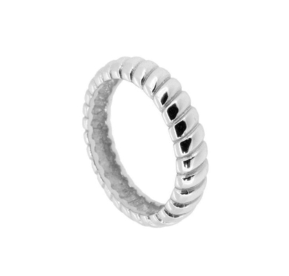 幅6mm シルバー・ツイスト 婚約指輪 18K ゴールド ロジウム カラー ツイスト シルバー・リング