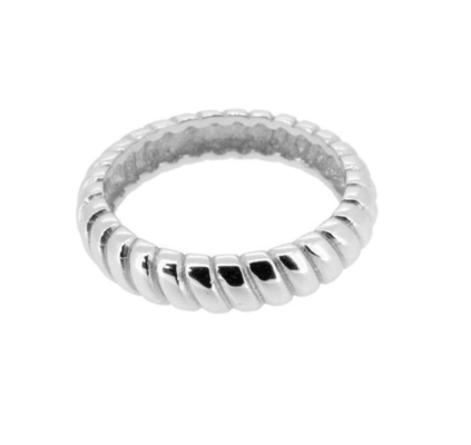 幅6mm シルバー・ツイスト 婚約指輪 18K ゴールド ロジウム カラー ツイスト シルバー・リング