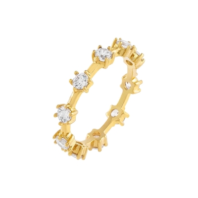 925スターリングシルバー シンプル18K ゴールド ヴェルメイル ピンセット エターニティバンド 薄い女性指輪