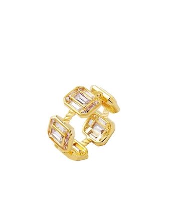 エメラルド ホワイト CZ 女性 エターニティバンド バゲット 18K ゴールド 925 スターリング シルバーリング