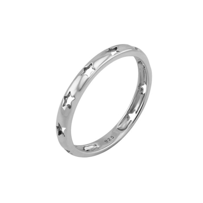 トレンドスタイルのスター ホロー エターニティバンド リング 925 シルバー 宝石 18K ゴールド コーティング