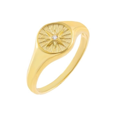 カスタマイズされたスターリングシルバーシグネットリング 女性 18K ゴールド レディースシグネットリング