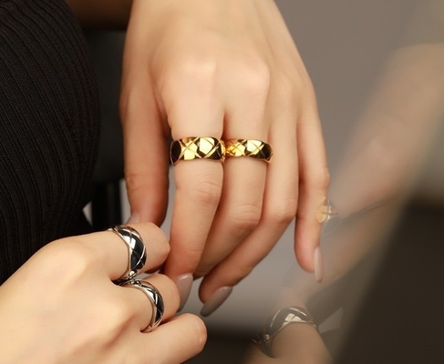 アンティーク 18K ゴールド カップル テイル 女性 925 ステルリング シルバー 結婚指輪 中部リング