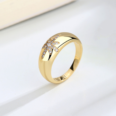 ユニセックス アリババ-オンラインショッピング ステルリング銀925の金色のスターバーストバンドリング