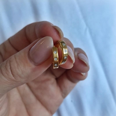スタイリッシュな耳飾り 14K ゴールド ベルミール 星 セット ダイヤモンド 抱きしめて スタイルのための ハープ