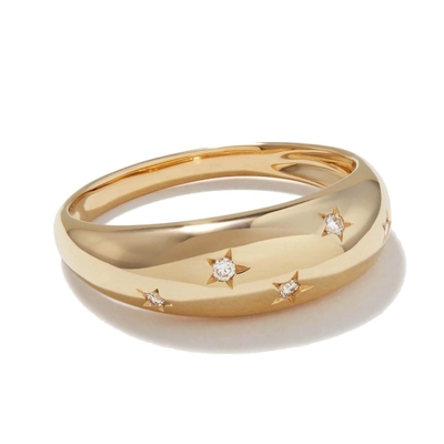 エターニティバンドリング ブラジル 18K ゴールド ジュエリースター 925 ステルリング シルバードーム 女性指輪