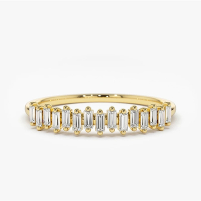 925 ステルリング シルバー CZ ダイヤモンド バゲッテ 黄金塗装付き 女性の永遠指輪