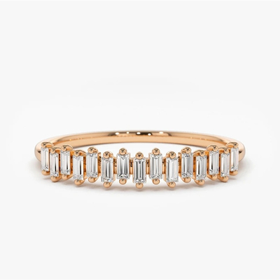 925 ステルリング シルバー CZ ダイヤモンド バゲッテ 黄金塗装付き 女性の永遠指輪