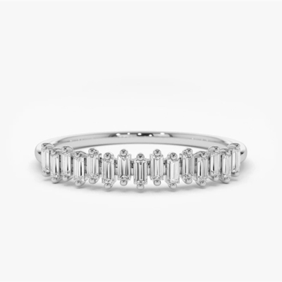 925 ステルリング シルバー CZ ダイヤモンド バゲッテ 黄金塗装付き 女性の永遠指輪