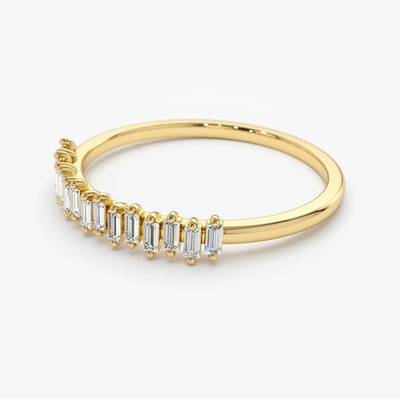 925 ステルリング シルバー CZ ダイヤモンド バゲッテ 黄金塗装付き 女性の永遠指輪