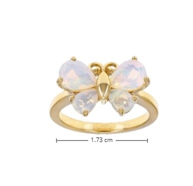繊細な宝石 多彩色 エチオピア オパール バターフライ 指輪 18k 黄金 ステルリング シルバー