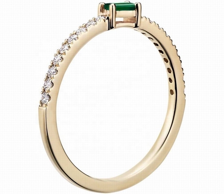 高級宝石 925 スターリング シルバーリング 緑色または白色石と18K ゴールドプラチング
