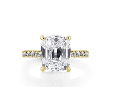 白 CZ 925 ステルリング シルバー 婚約指輪 18K ゴールドプレート バゲットカット