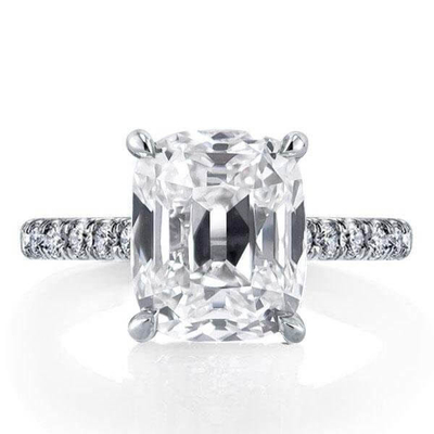白 CZ 925 ステルリング シルバー 婚約指輪 18K ゴールドプレート バゲットカット