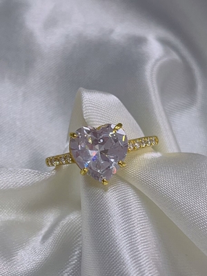 マイクロインセットインレイ技術 ハートカット CZ ストーン 925 スターリング シルバー 婚約指輪