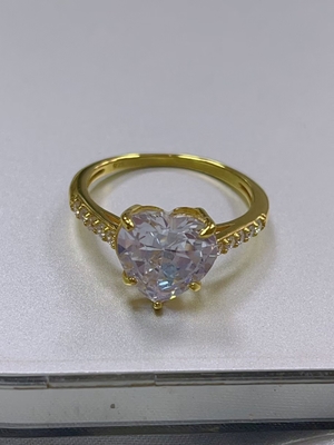 マイクロインセットインレイ技術 ハートカット CZ ストーン 925 スターリング シルバー 婚約指輪