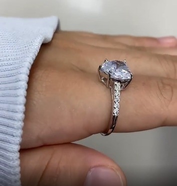 マイクロインセットインレイ技術 ハートカット CZ ストーン 925 スターリング シルバー 婚約指輪