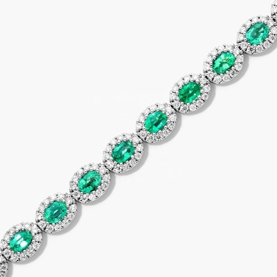 5.7mm 幅 ジルコン テニス ブレスレット 円形 スマールド ホワイト 14K ゴールド ブレスレット 女性