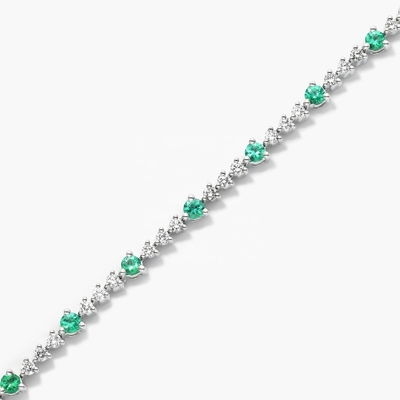 3MM ホワイトジルコンルビー テニスブレスレット 丸切りのスターリングシルバー テニスブレスレット