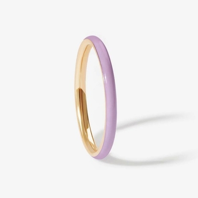 ピンクエナメル 18K 金属リング 固体925 ステルリングシルバー スタッキングリング