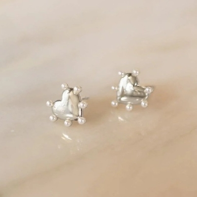 ハート 形 パール スタッド イヤリング 手作り 925 ステルリング シルバー 14K ゴールド 女の子 ファッション 豪華 宝石