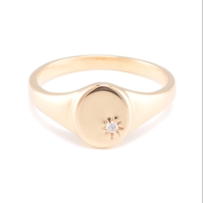 18K ゴールド ヴェルメイル 紫陽花 シグネット リング 925 ステルリング シルバー