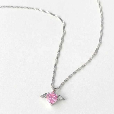S925 スターリングシルバー 恋愛翼 ネックレス 女性 ハート ジルコン 骨格 チェーン 宝石
