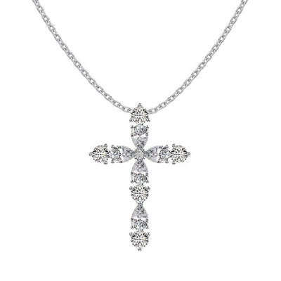 オーダーメイド 925 スターリング シルバー クロス ネックレス 18k シルバー クロスとチェーン レディース